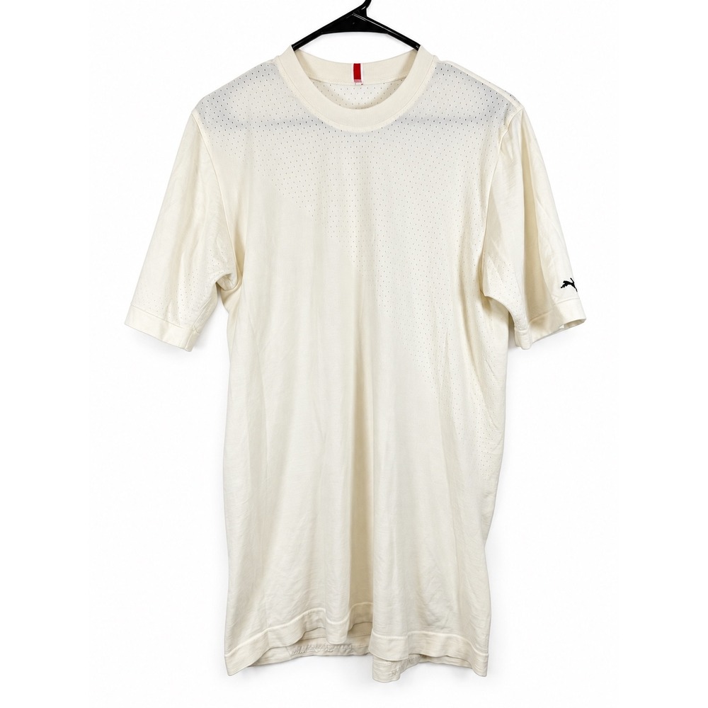 Tracksmith Harrier Merino Wool Running T-Shirt Mens XL Cream Off-White Logo